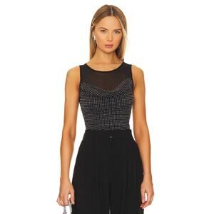 Free People Mirrorball Crop Tank Top Cowl Mesh Crystal Embellished Party NYE XS